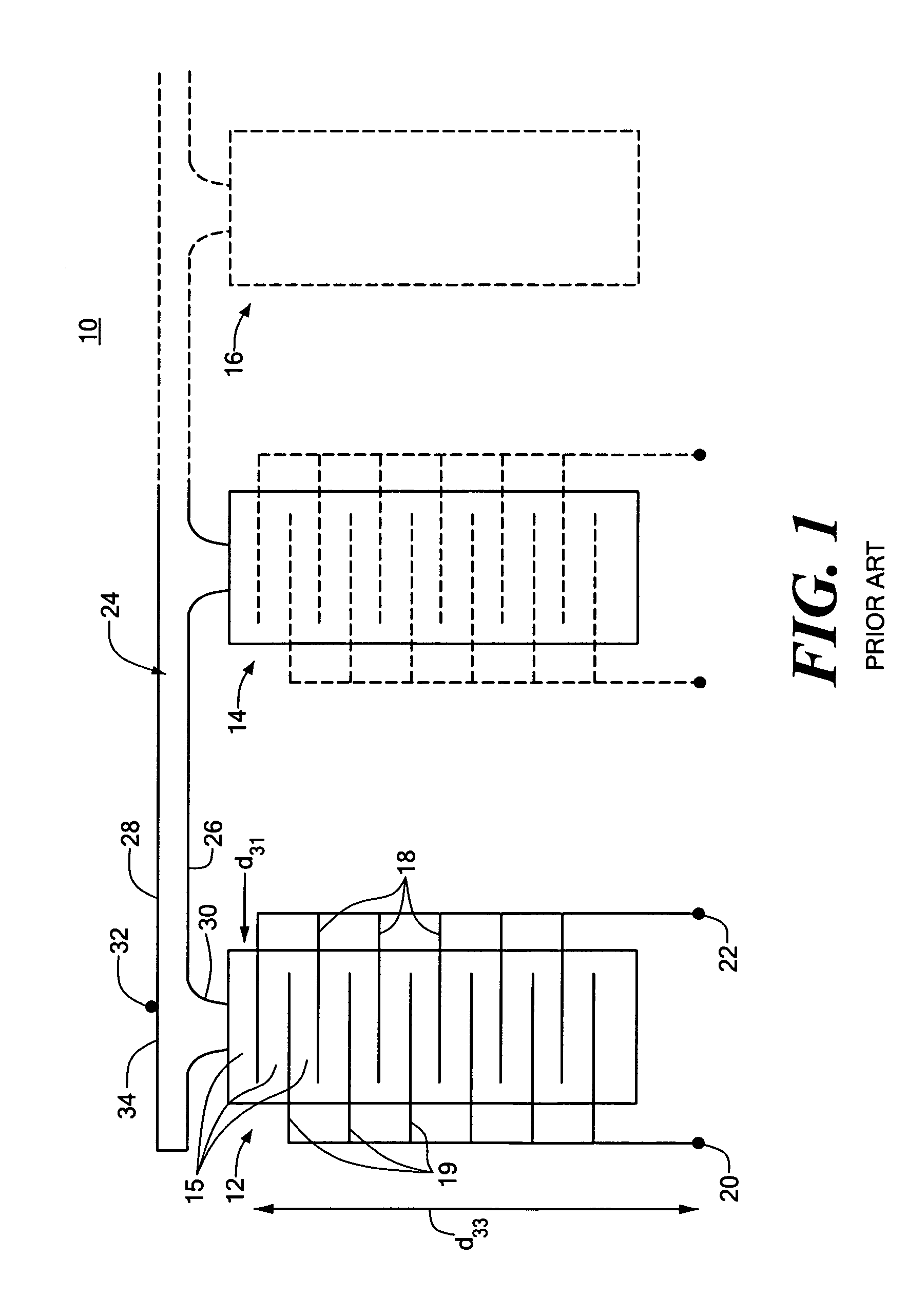 Transverse electrodisplacive actuator array