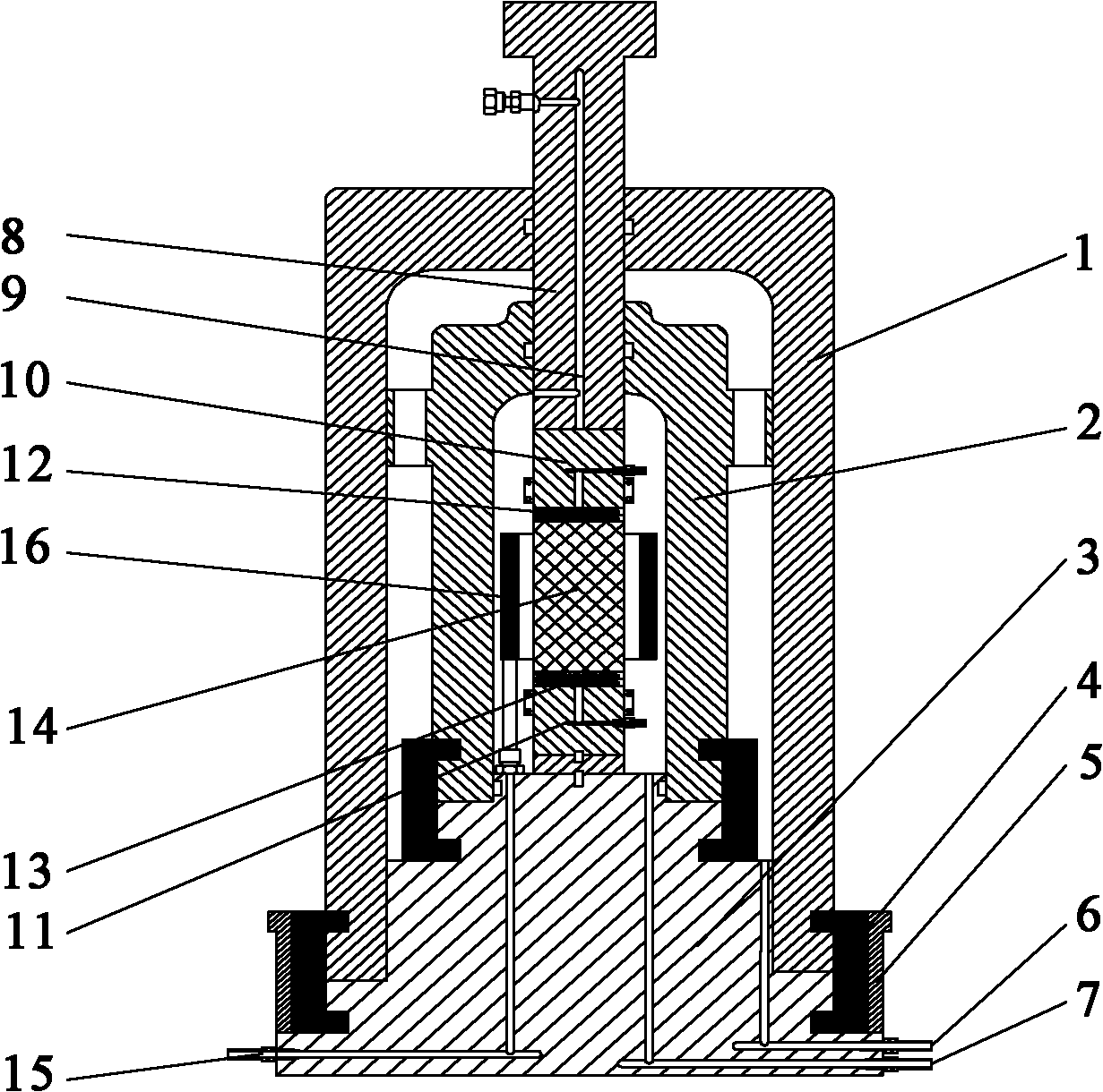 Triaxial test device for testing transubstantiation of sediments of gas hydrate
