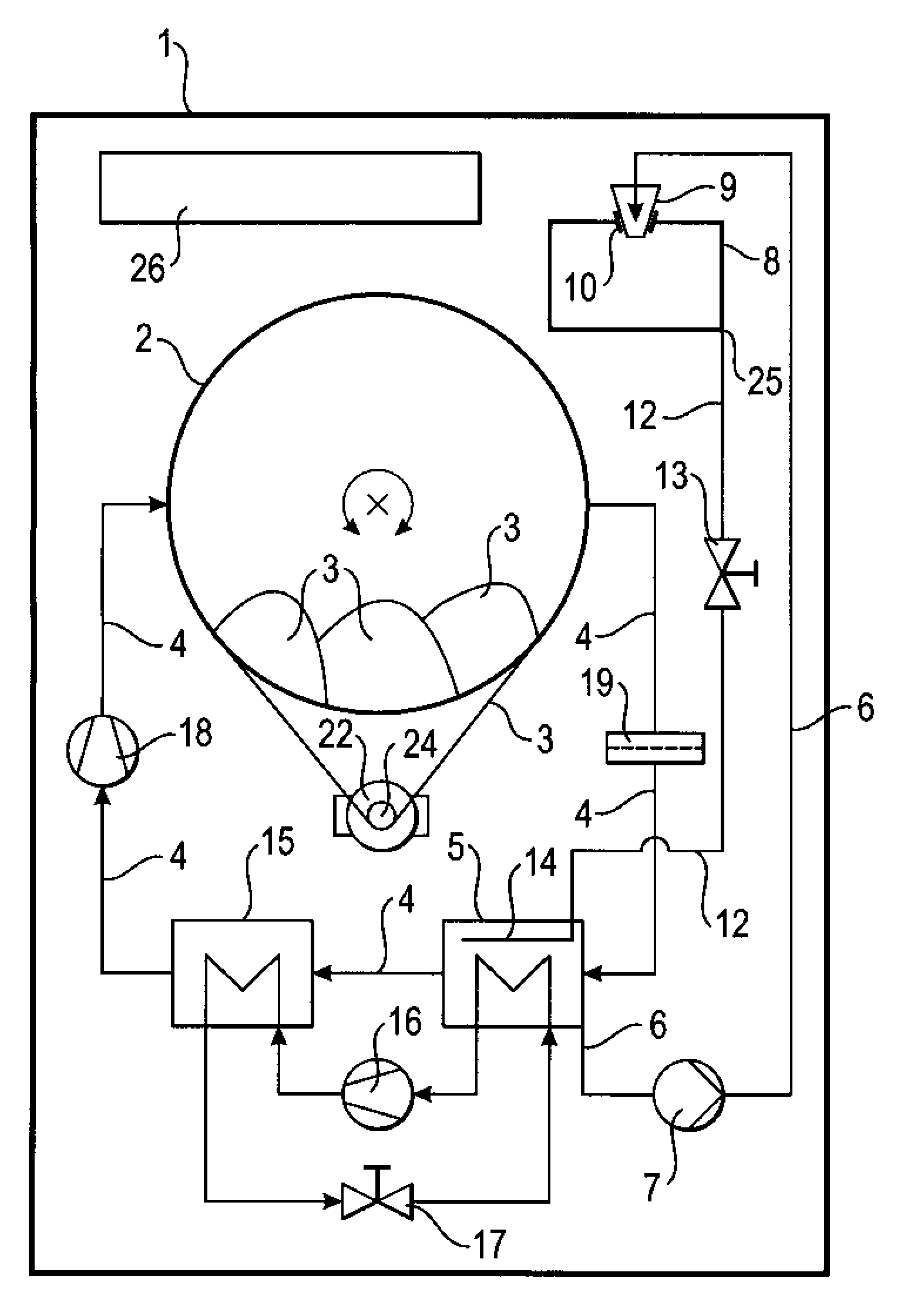 Dryer comprising a heat sink and a condensate container