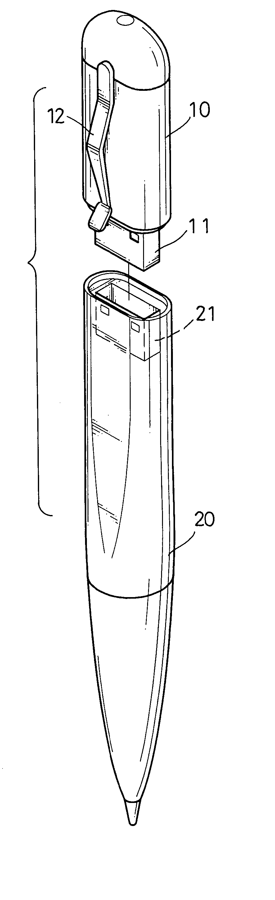 Writing instrument with a storage device