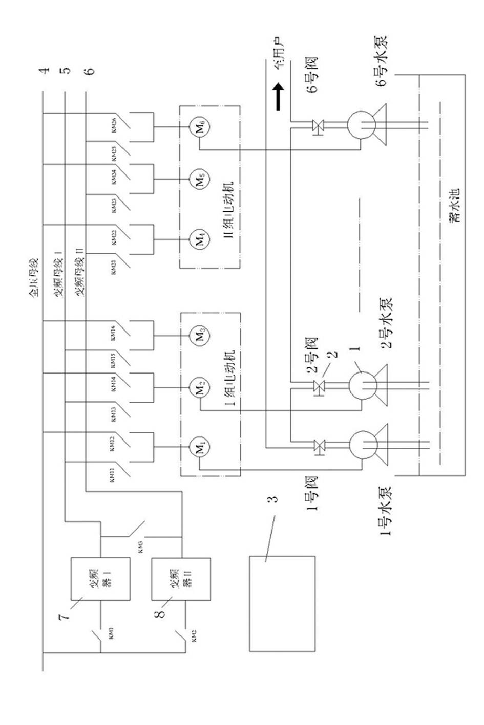 High-efficiency cluster type water pump system with constant pressure and variable flow and operation control method