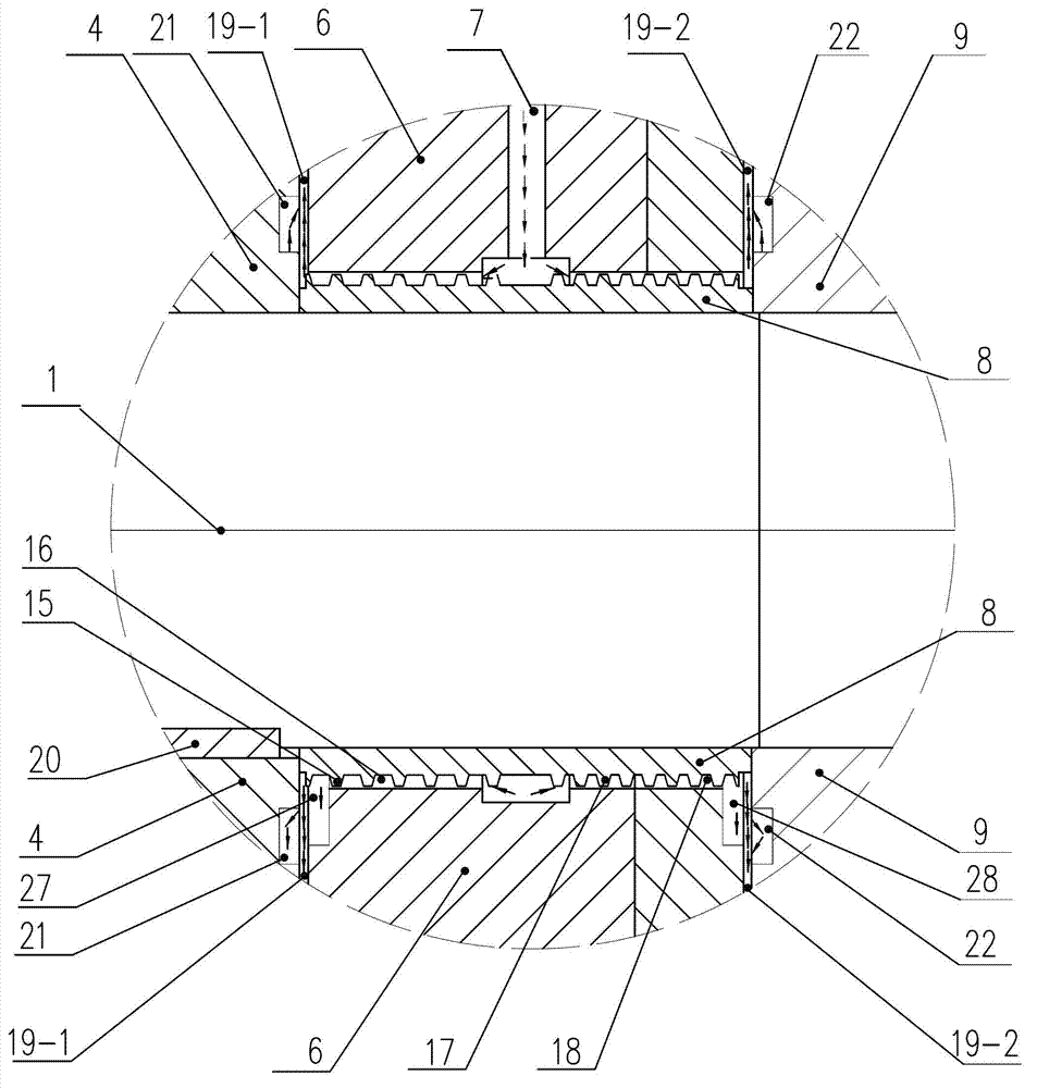 Bidirectional noncontact type cooling dynamic sealing method for two-grade liquid ring pump