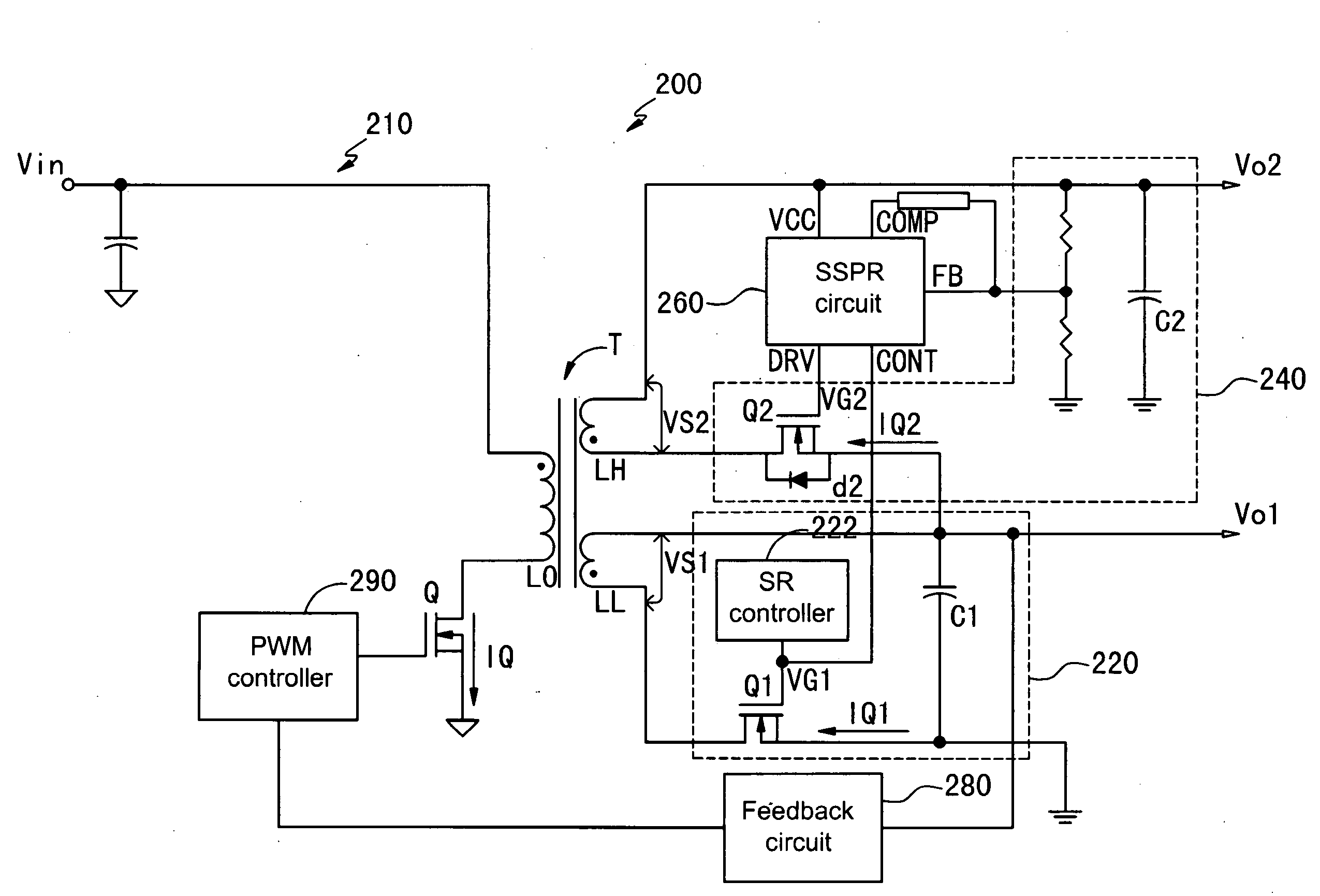 Secondary side post regulator of flyback power converter with multile outputs