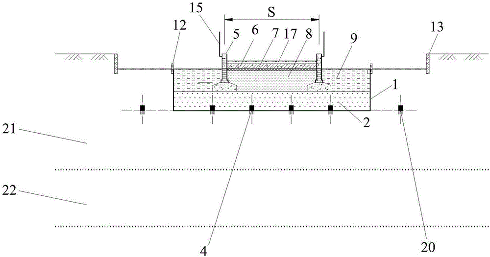 Soaking load test method of strip-shaped foundation model