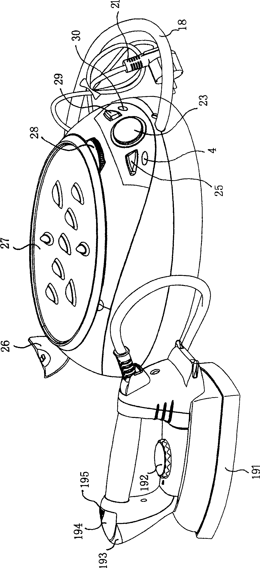 Split electric steam iron