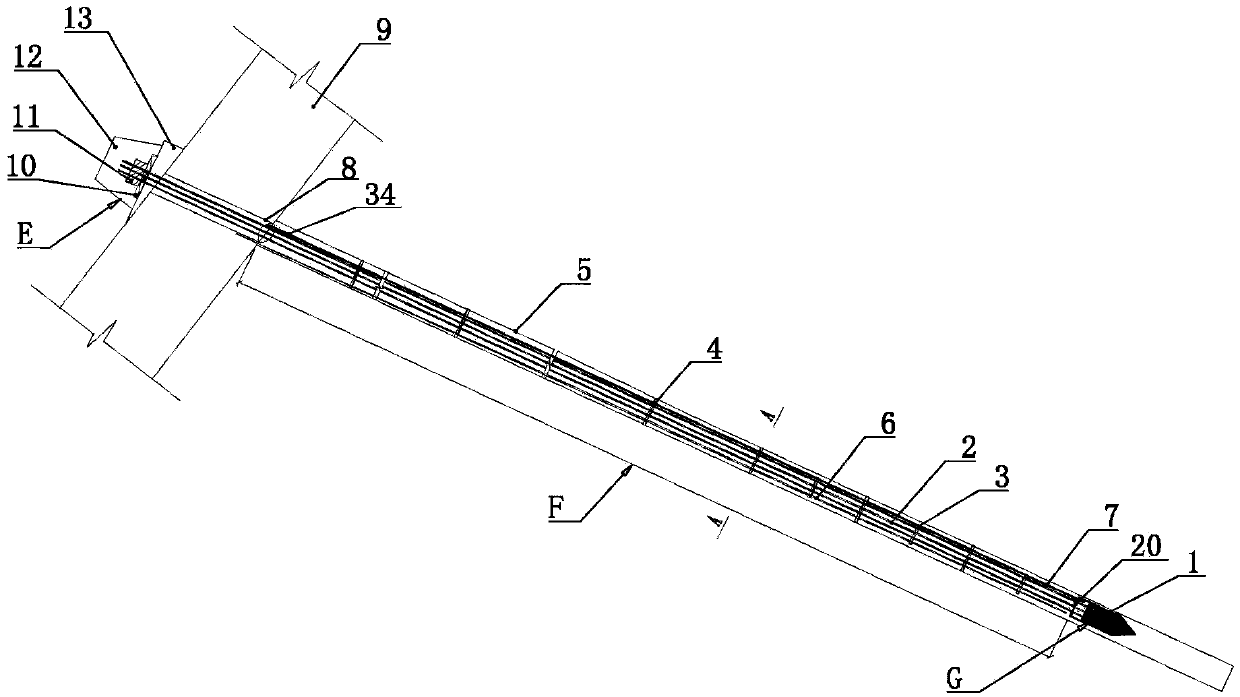 Anchor cable structure with prefabricated inner anchor head for controlling grouting for many times