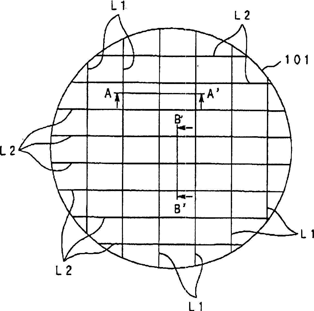 Photoelectric device and its manufacture, substrate cutting method and substrates for photoelectric devices