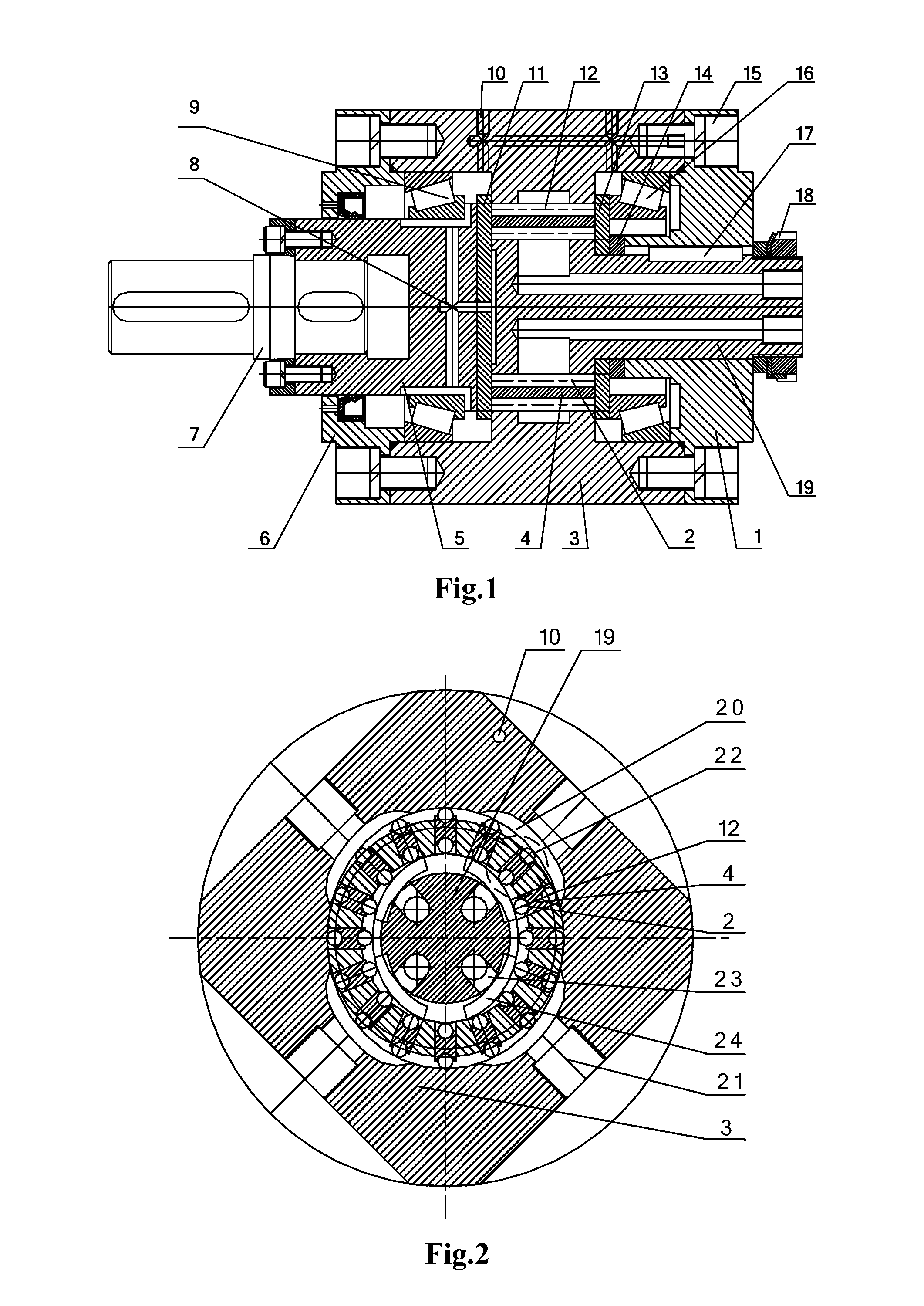 Shaft rotating double-stator multi-speed motor with curves of constant width