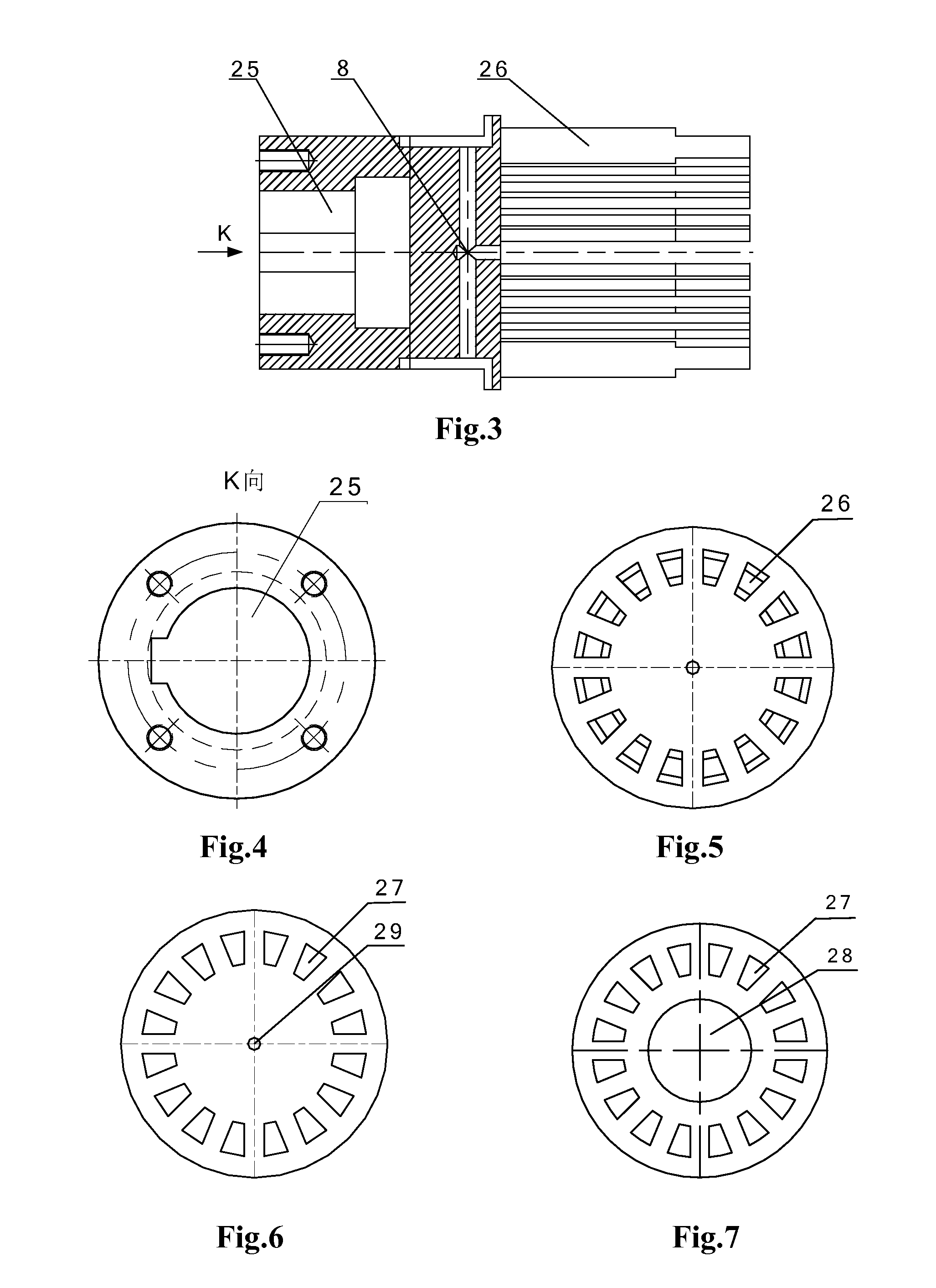 Shaft rotating double-stator multi-speed motor with curves of constant width