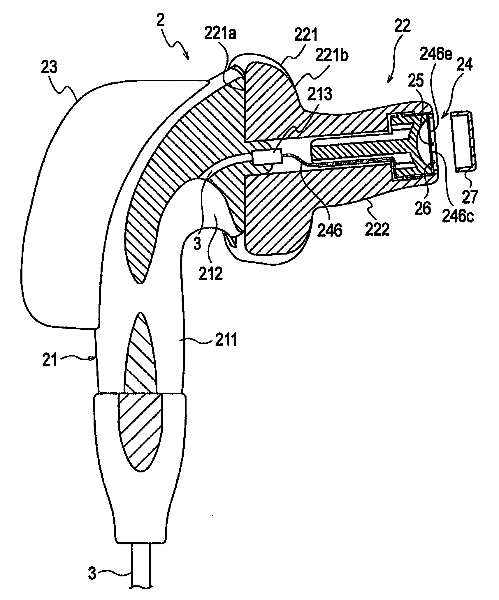 Ear thermometer and measuring apparatus used with it