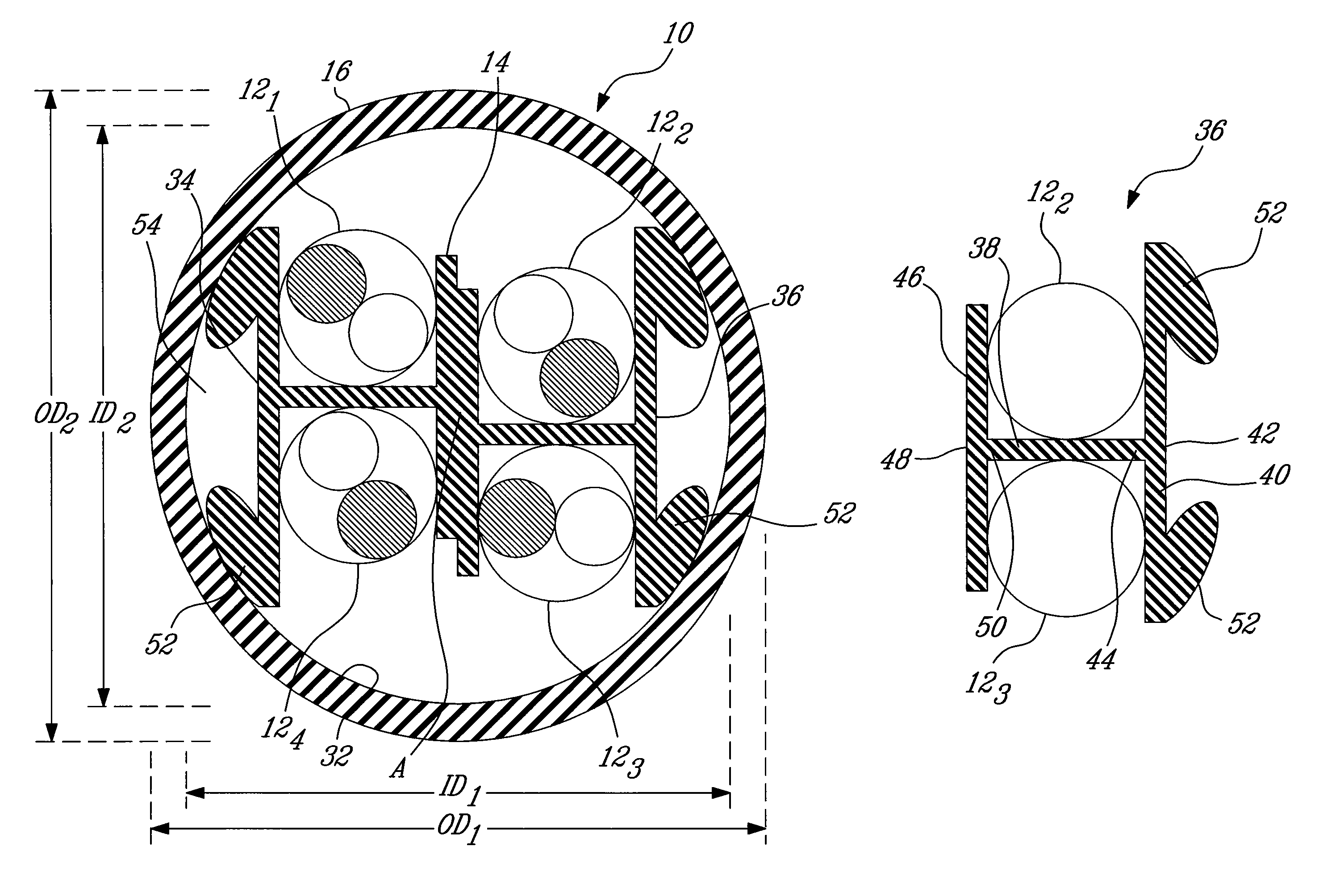 Web for separating conductors in a communication cable