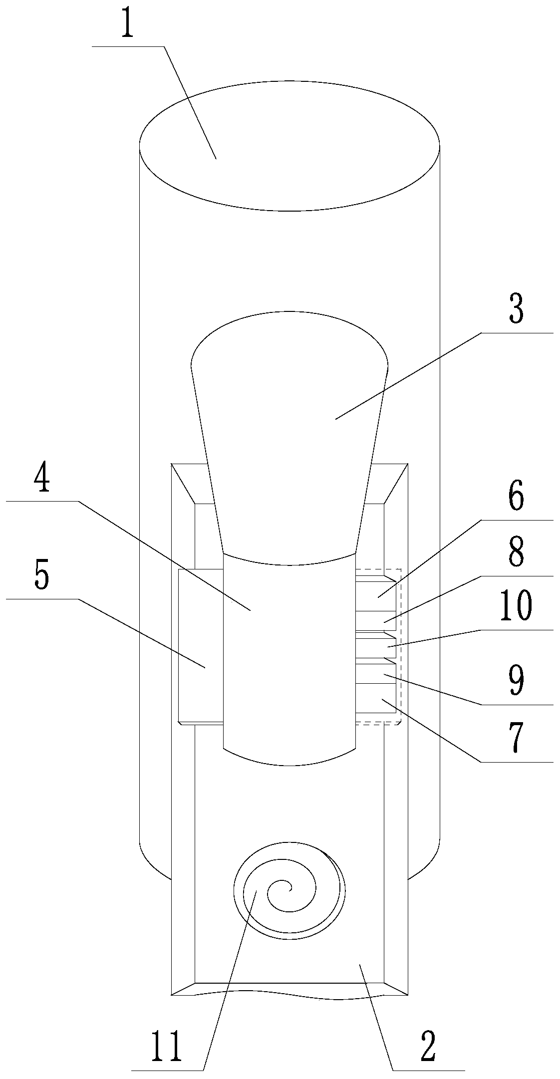 An anti-corrosion structure for the return port of the trumpet tube