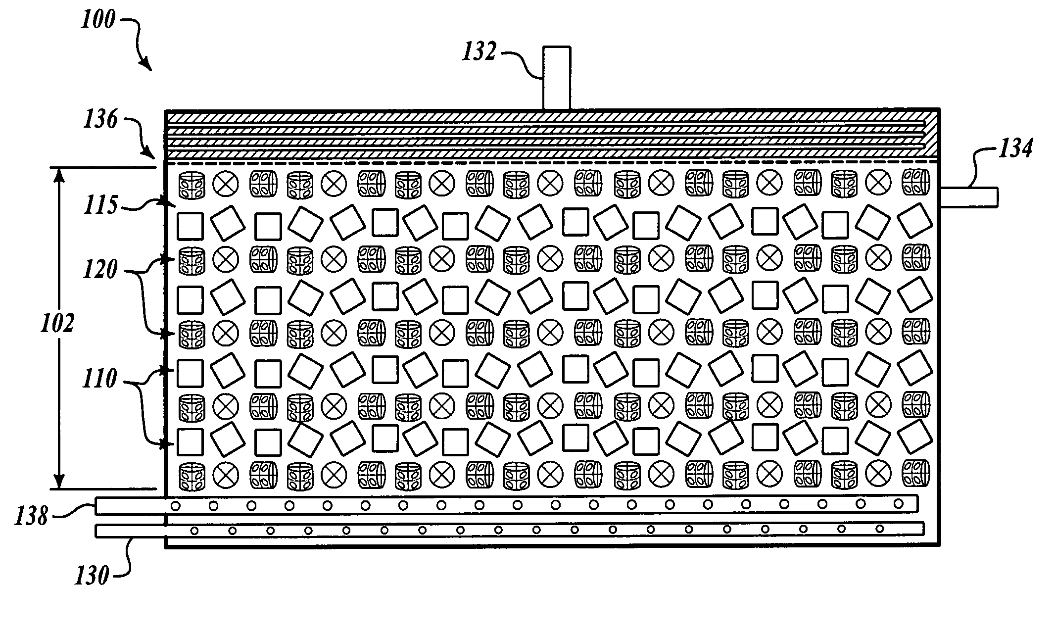 Process reactor with layered packed bed