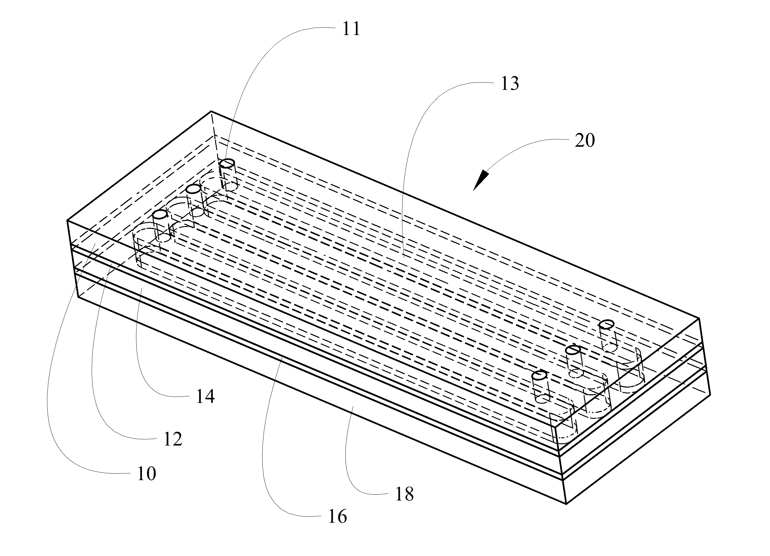 Method and apparatus for taped interlayer flow cell with masking and conductive traces