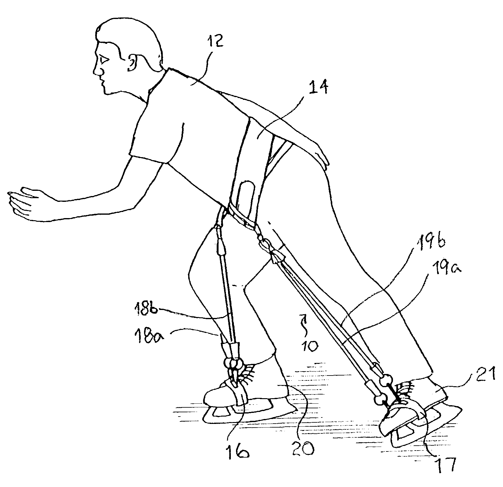 Training device for and method for training gliding sport athlete
