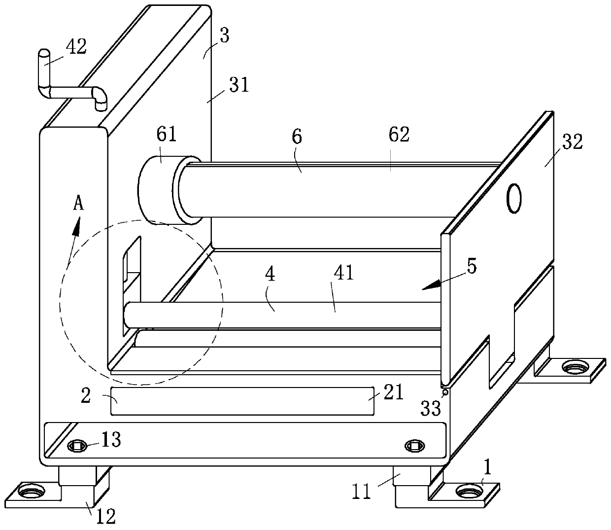 Secondary rolling equipment provided with dust removal assembly and used for scattered gauze