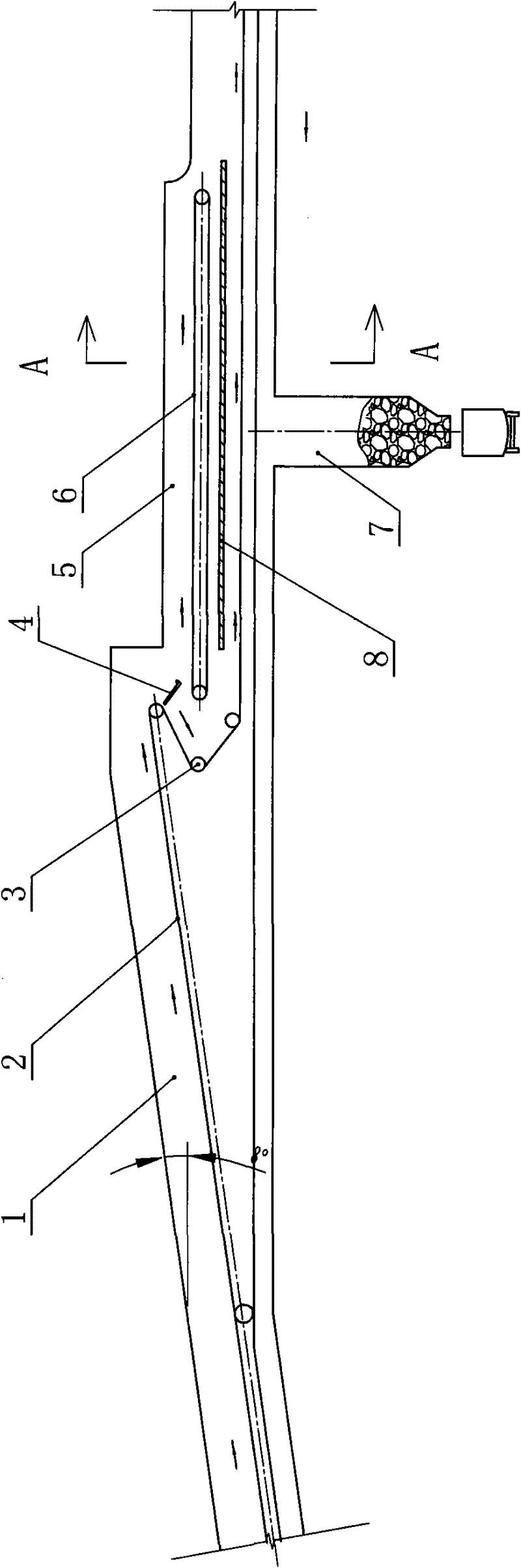 Hand picking process with underground powered rubber belt for waste rocks