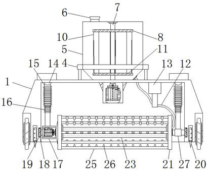 A convenient mobile soil repair agent adding device