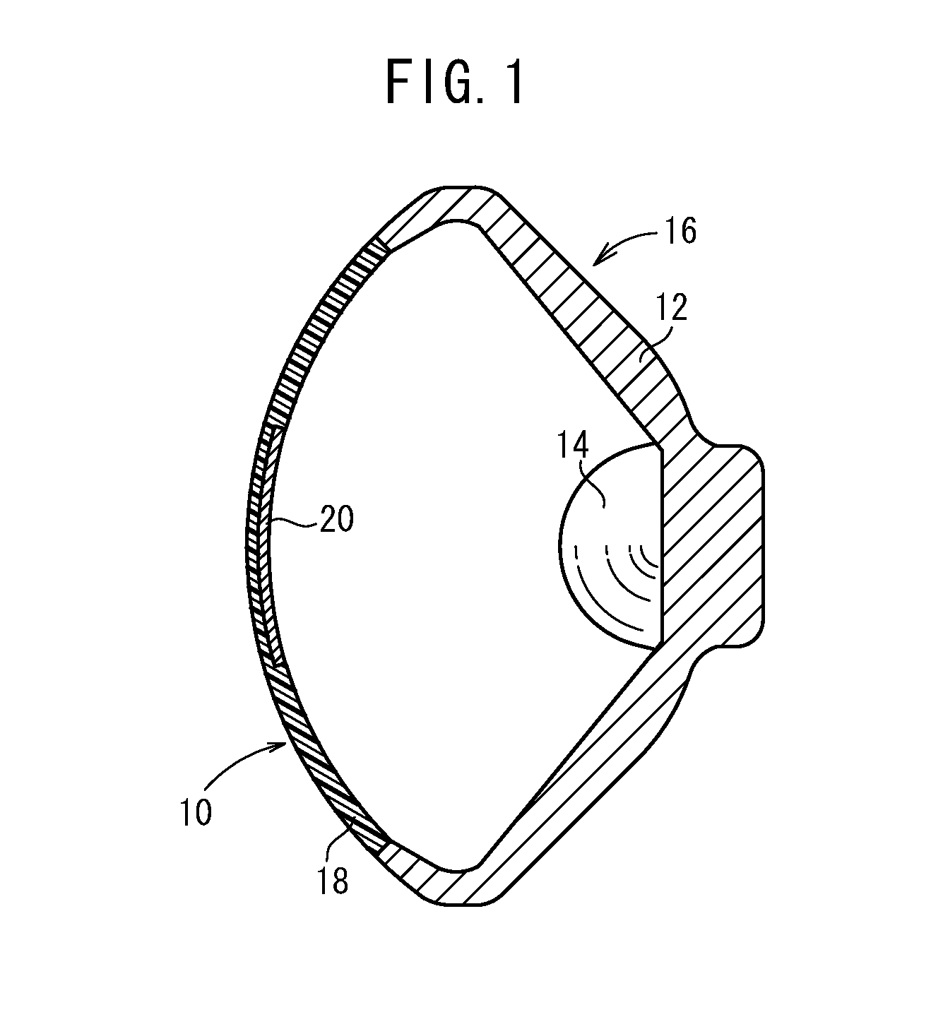 Formed body with curved surface shape, method of producing the formed body, front cover for vehicle lighting device, and method of producing the front cover