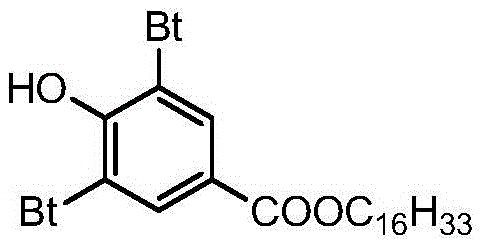 Preparing method for 3,5-bis(tertiary butyl)-4-hydroxybenzoic acid hexadecane alkyl ester