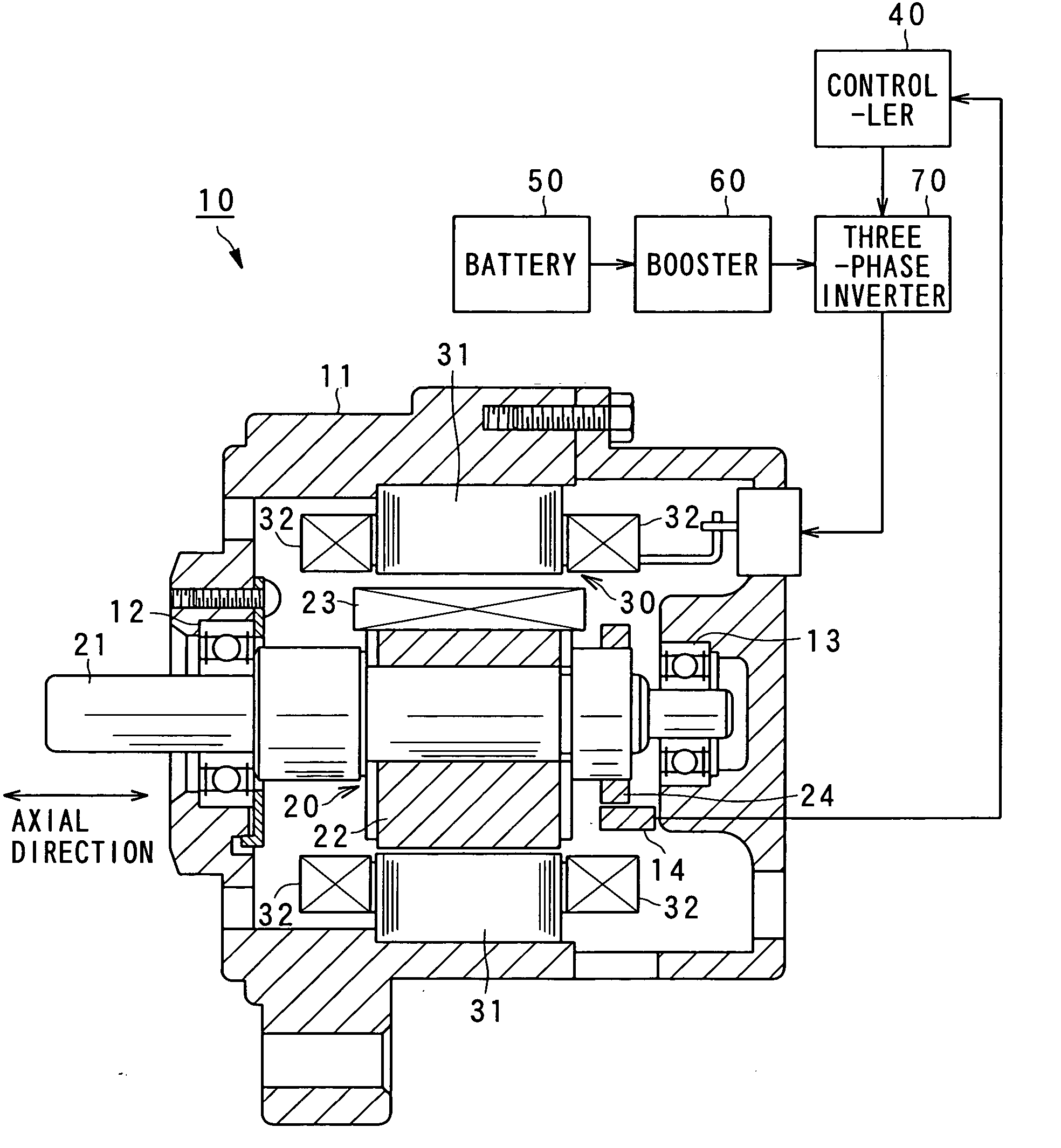 Rotary electric apparatus having rotor with field winding inducing current therethrough for generating magnetic field