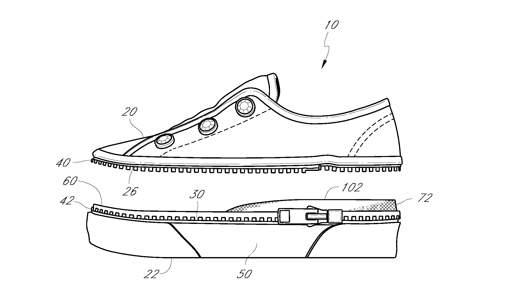 Interchangeable component shoe system