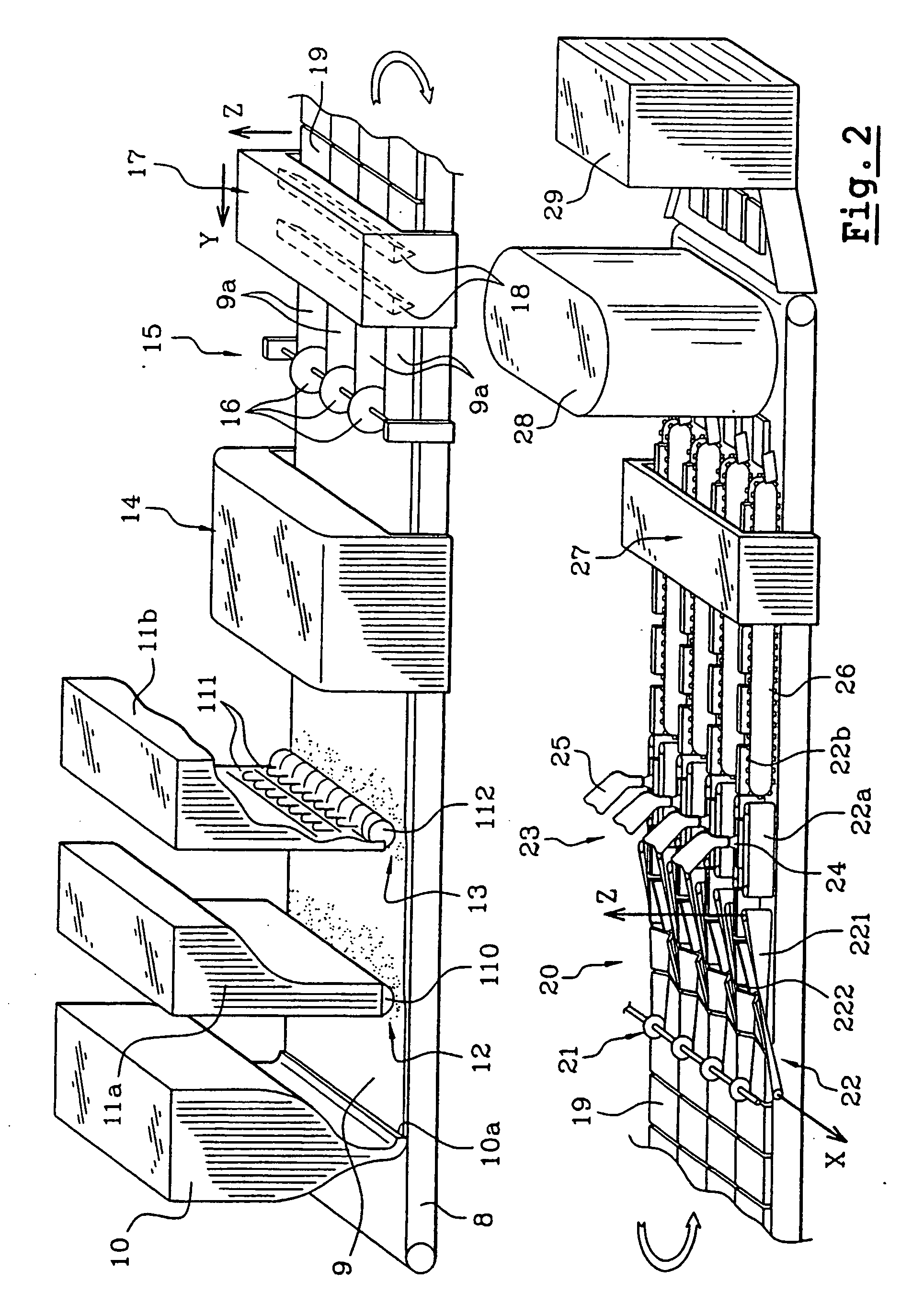 Method of producing a folded-dough food product, industrial chain used for same and product thus obtained