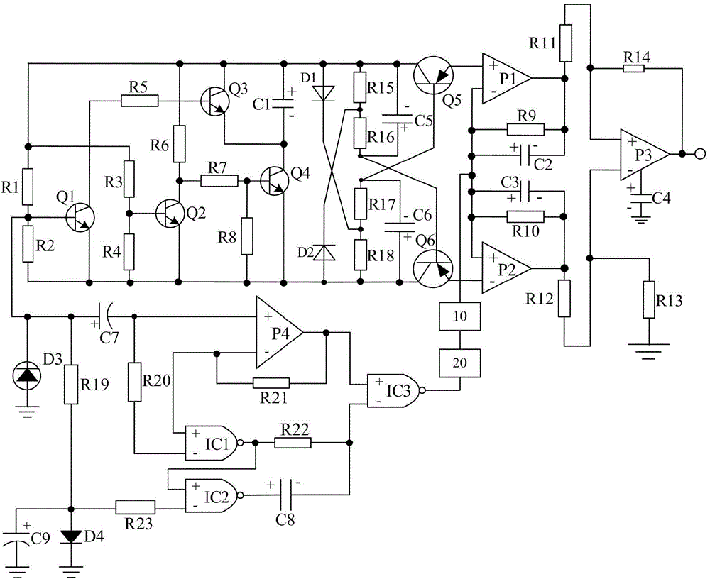 Dual-power amplification type filtering drain electrode drive system for blue-light LED lamp