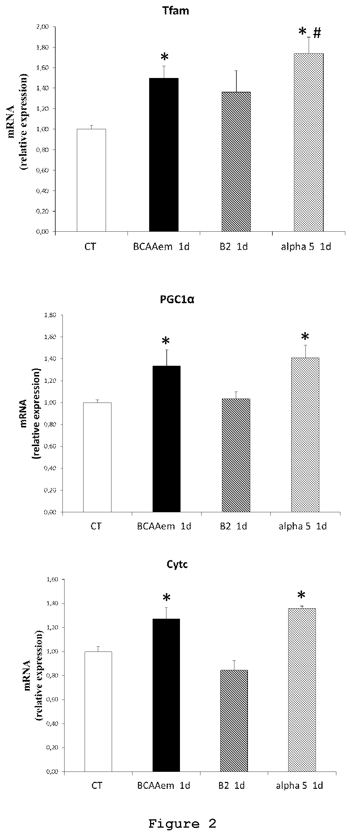 Compositions comprising amino acids for use in the treatment of mitochondrial dysfunction-related diseases