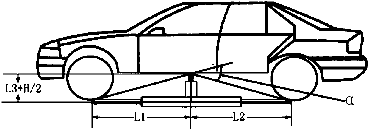 A device for measuring the longitudinal passing angle of automobiles and its measuring method