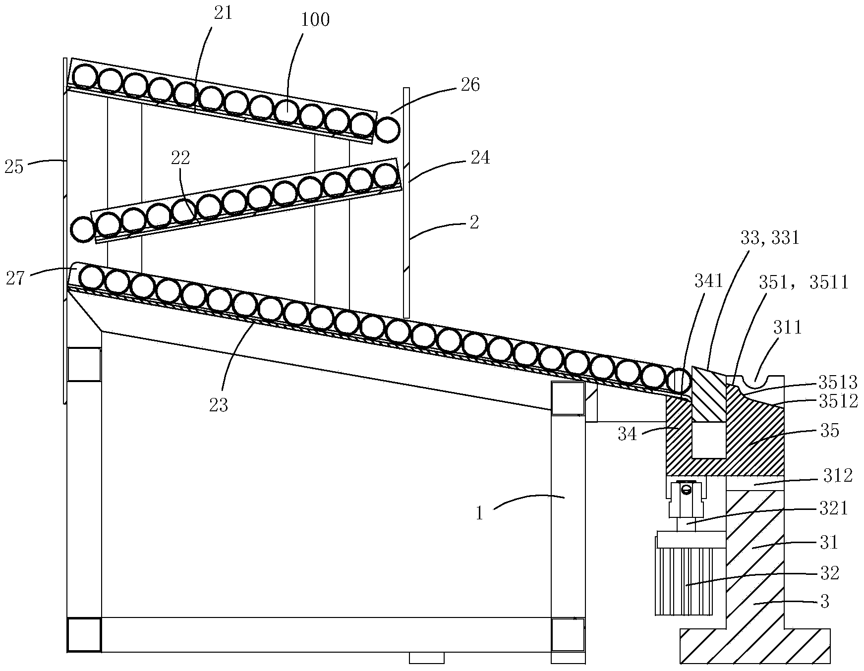 Conveying device for electric power copper pipe flaring machine