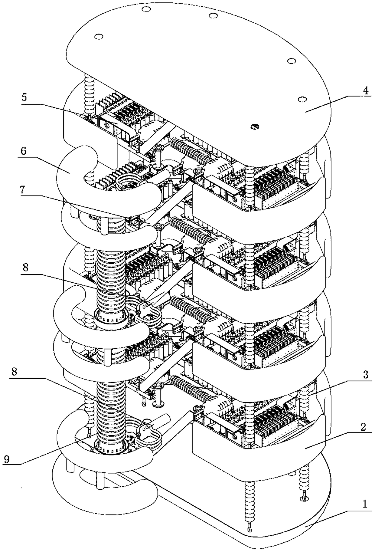 A thyristor converter valve tower for high-voltage direct current transmission