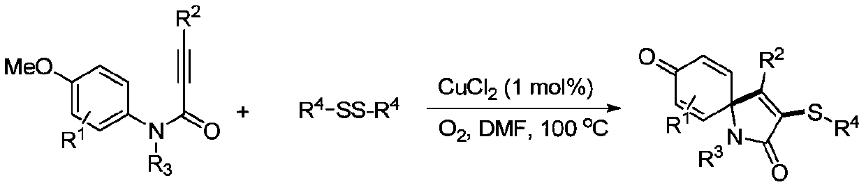 A kind of preparation method of visible light-induced 3-thiospirotrienone compound