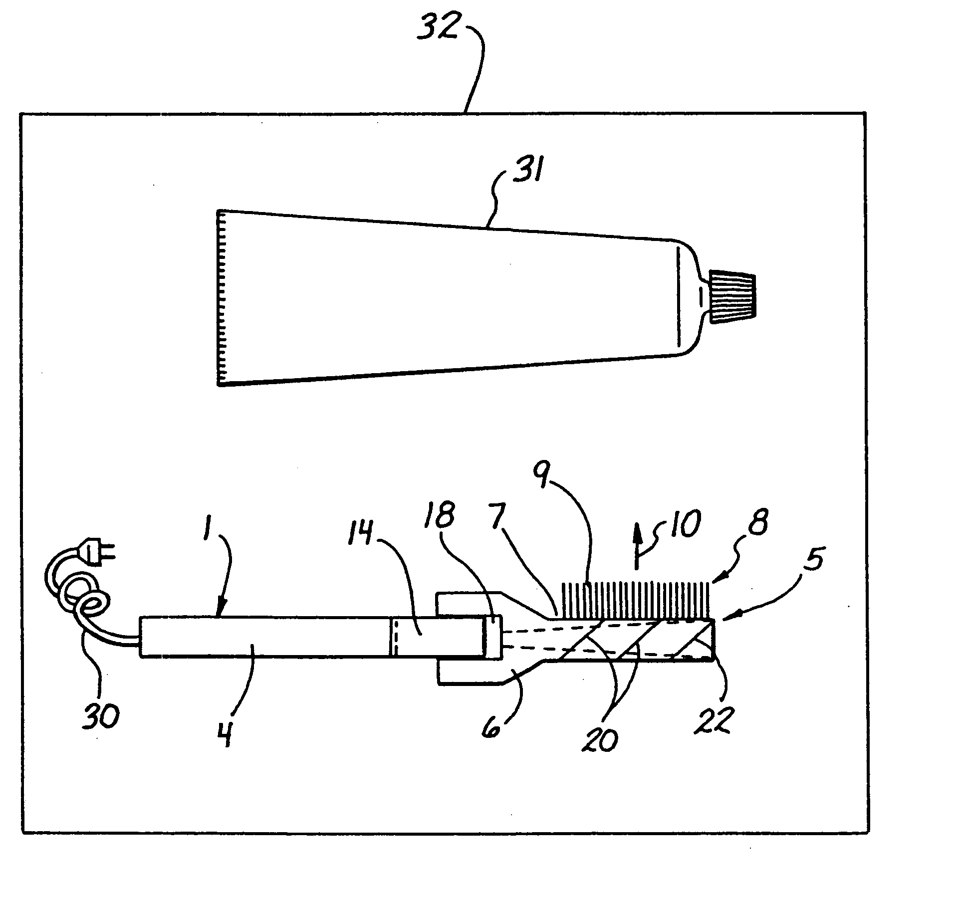 Electromagnetic radiation emitting toothbrush and dentifrice system