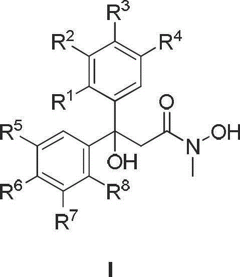 Diaryl propionyl-N-methyl hydroxamic acid type urease inhibitor and synthesis and application thereof