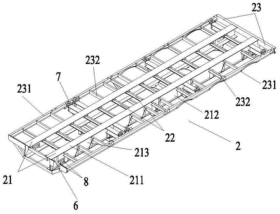 Retractable frame for low flat-bed semitrailer