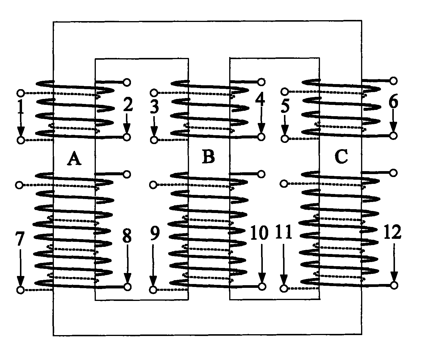 Integrated filter inductance transformer