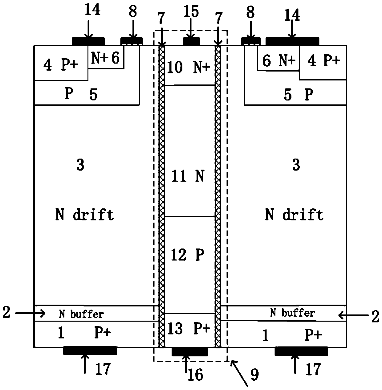 Ultra-high-speed large-current longitudinal insulated gate bipolar transistor