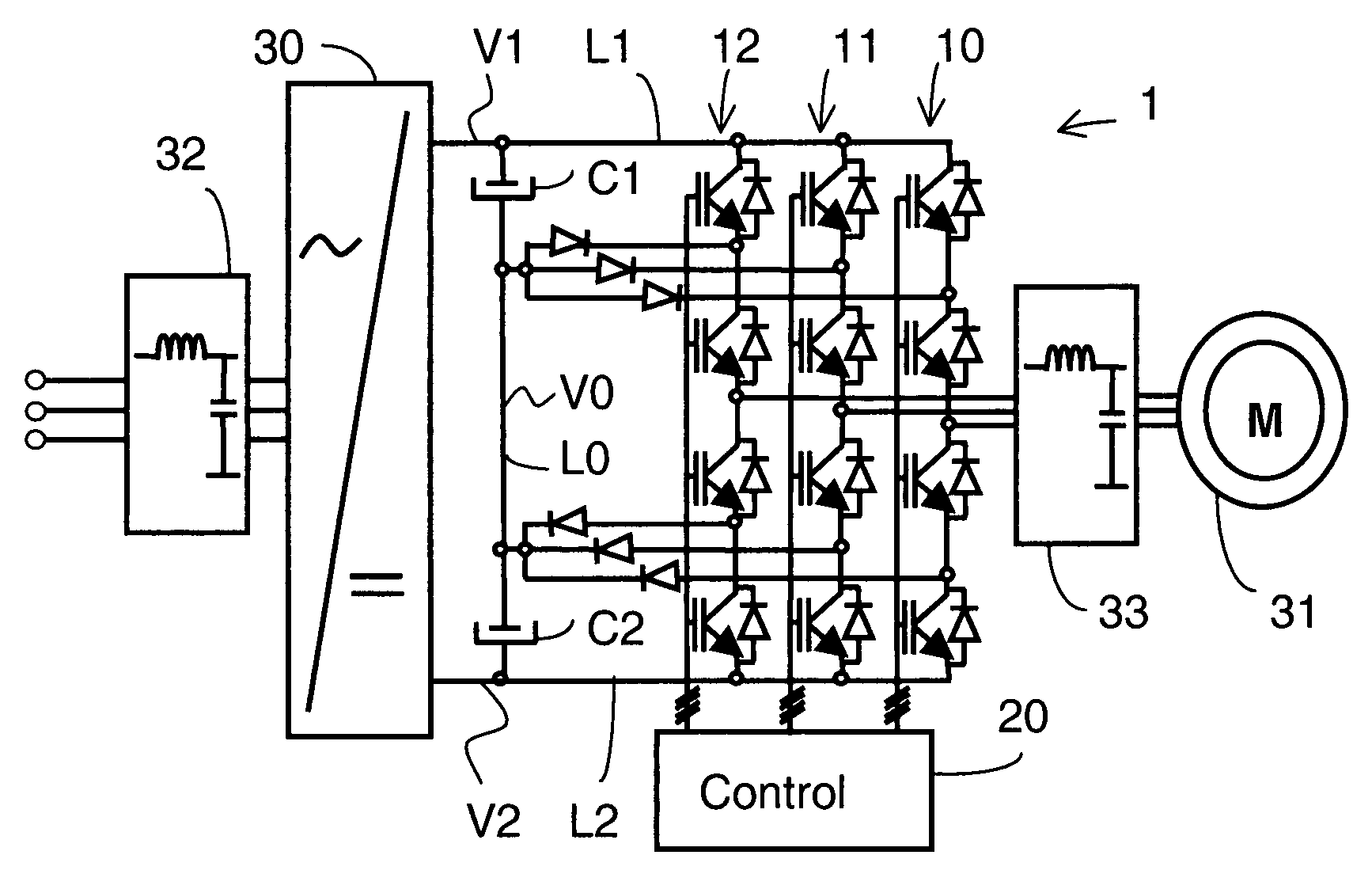 Device and method for controlling a converter and electric converter comprising one such device