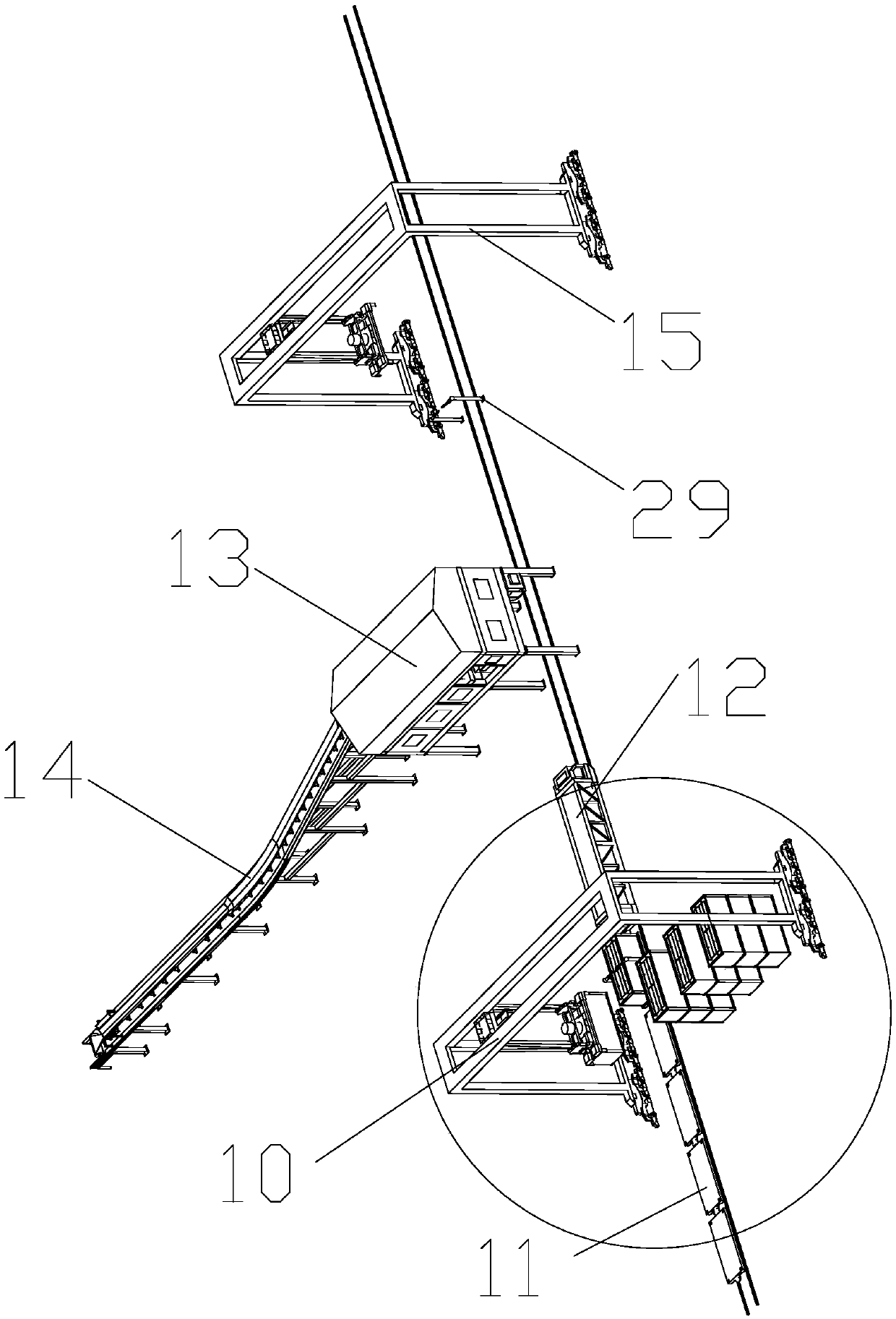 Efficient automatic encasing system for bulk cargo material container