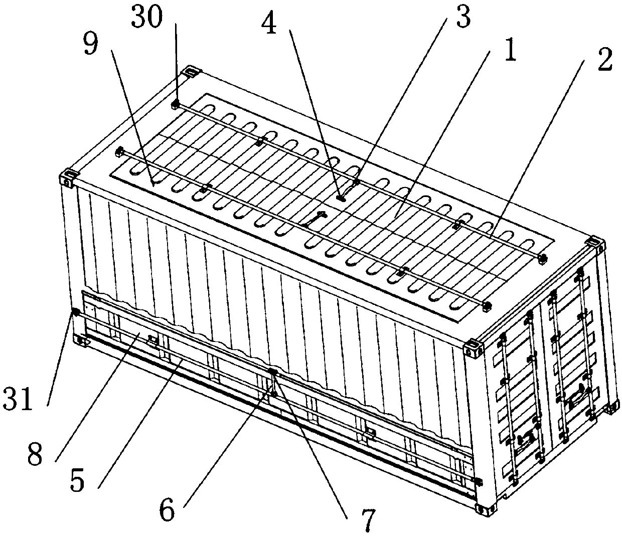 Efficient automatic encasing system for bulk cargo material container