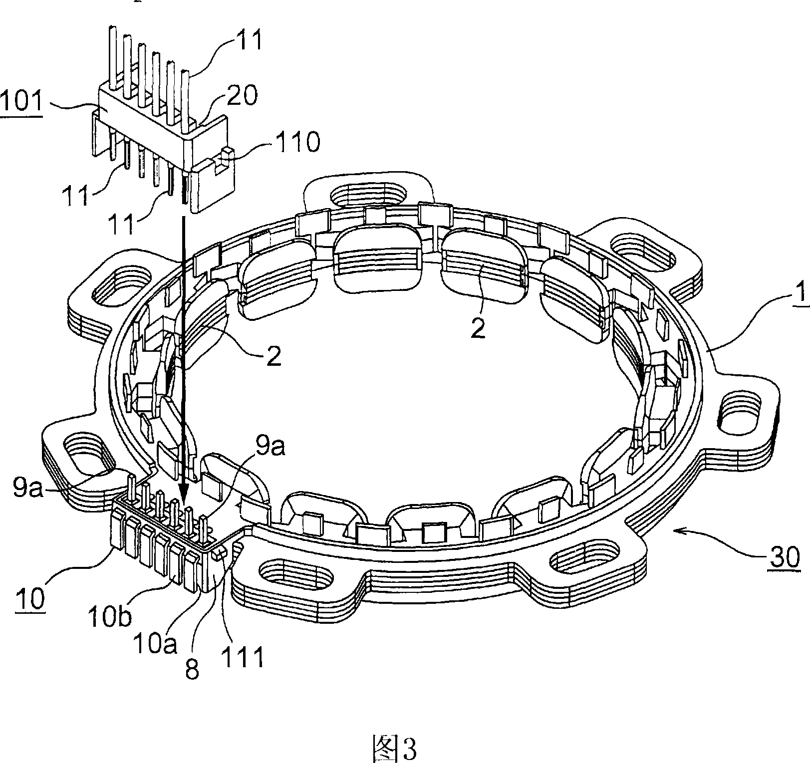 Resolver external conductor fixing structure