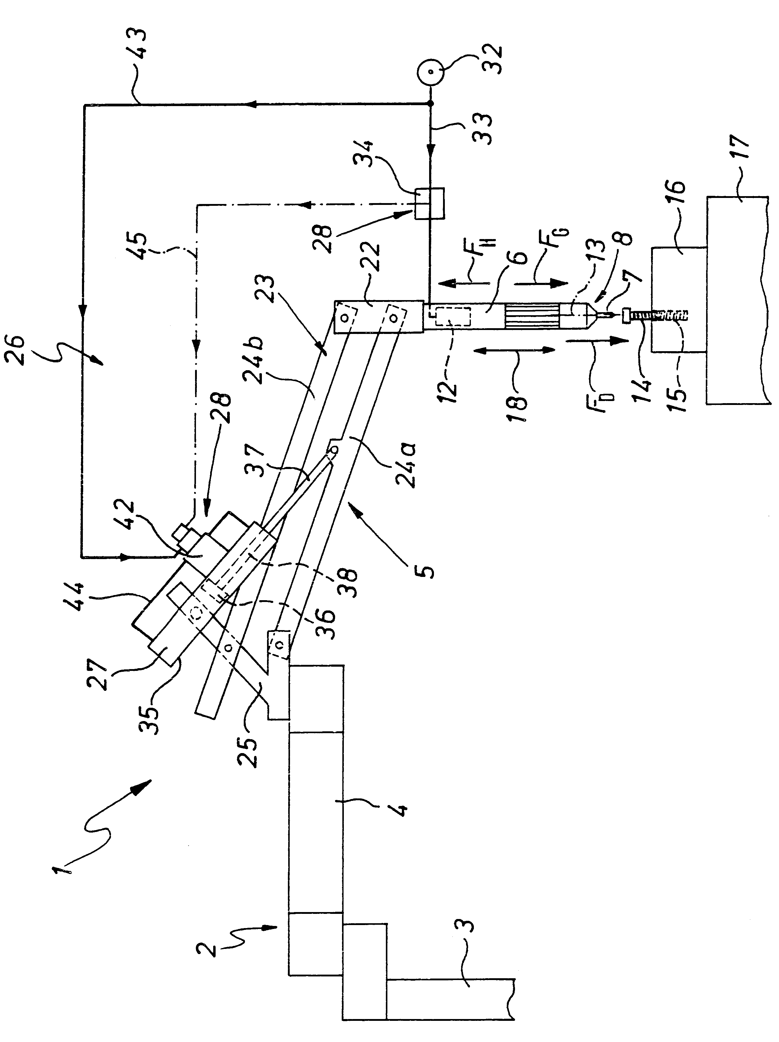 Device for the control of the thrust force of a manually operated pneumatic screw driver