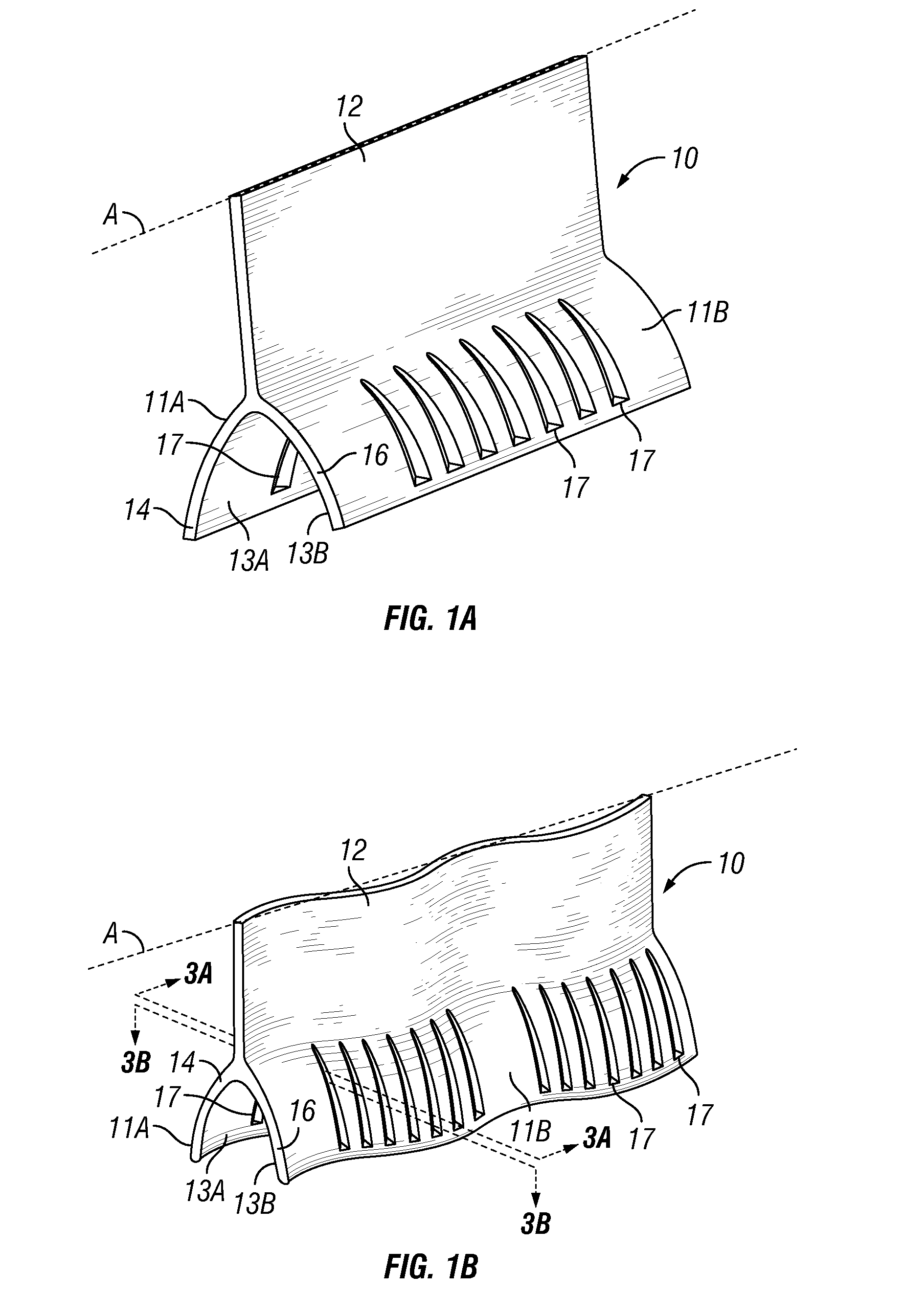 Progressive tire mold element with scallops and tire formed by the same