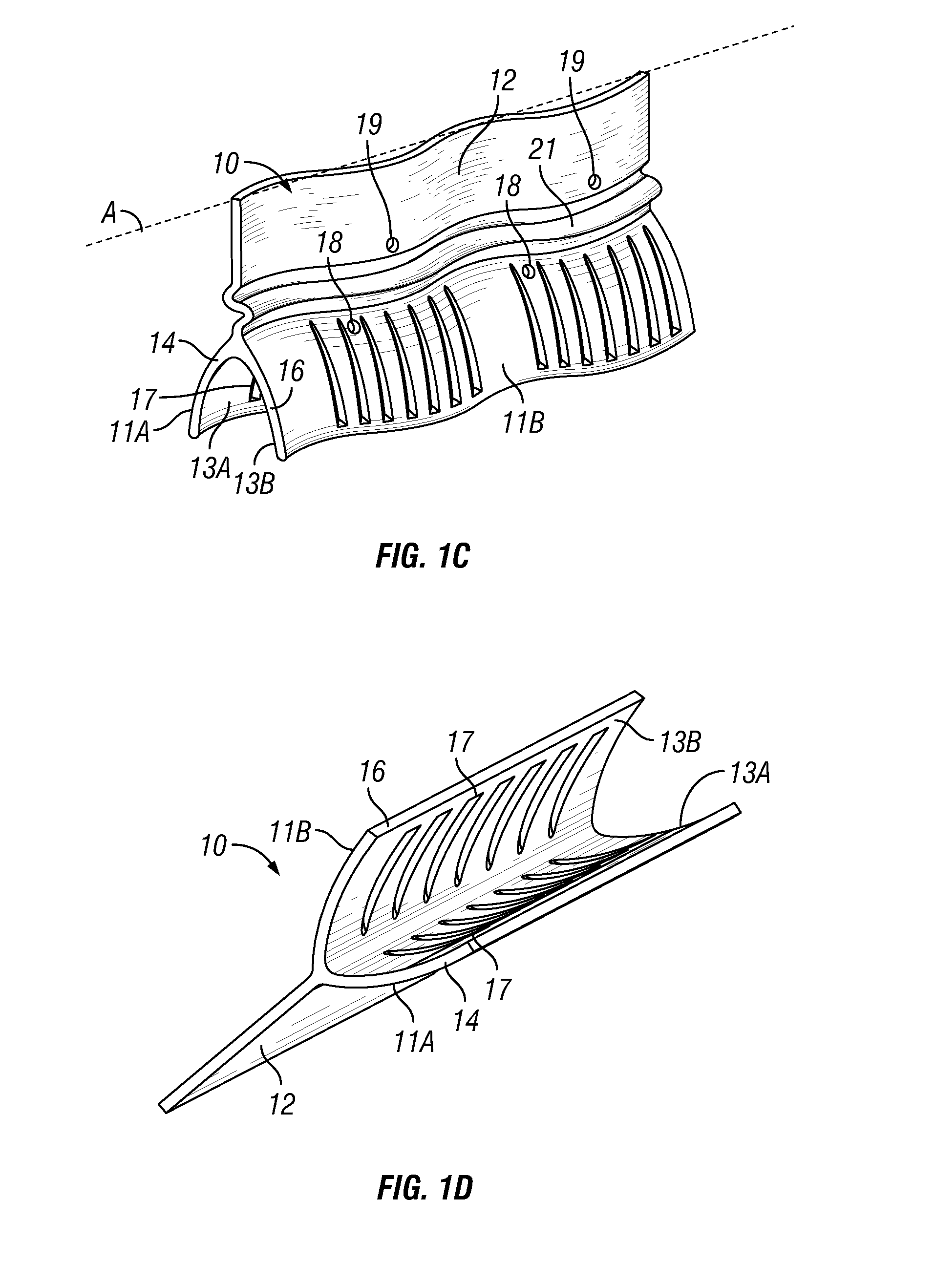 Progressive tire mold element with scallops and tire formed by the same