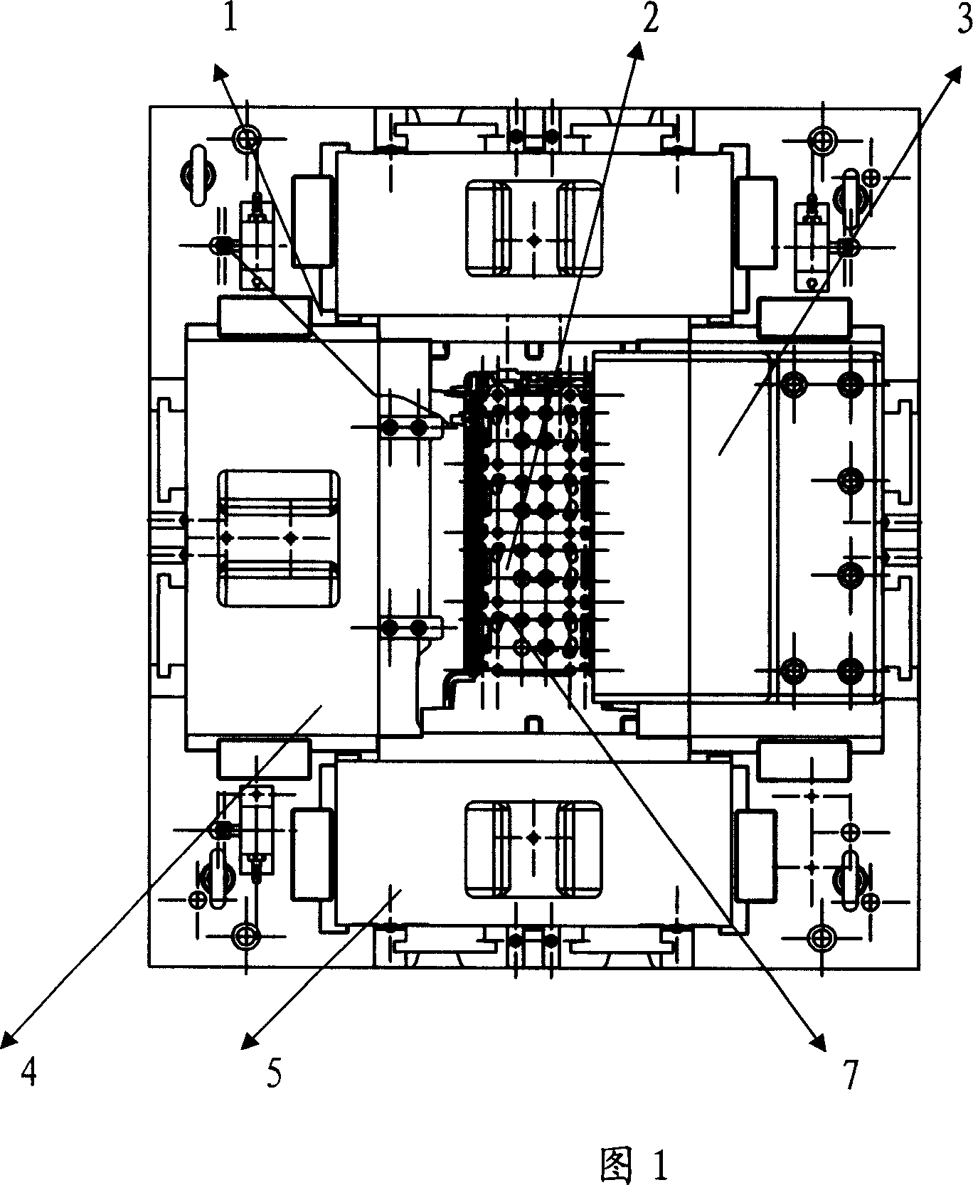 Diesel engine four-valve cylinder head gravity casting die and casting method thereof