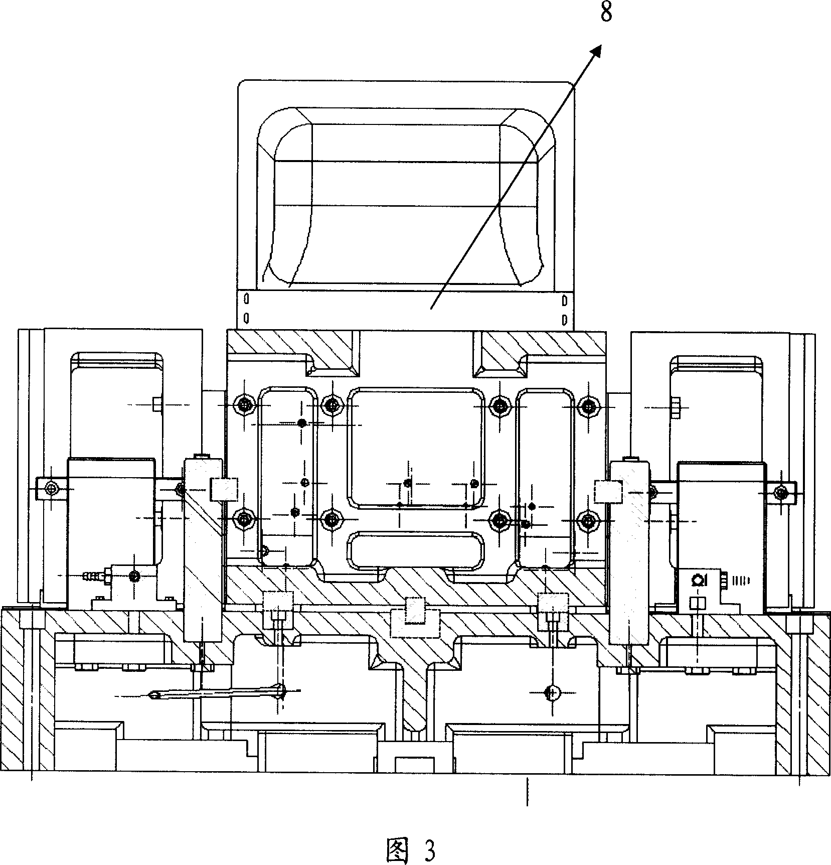 Diesel engine four-valve cylinder head gravity casting die and casting method thereof