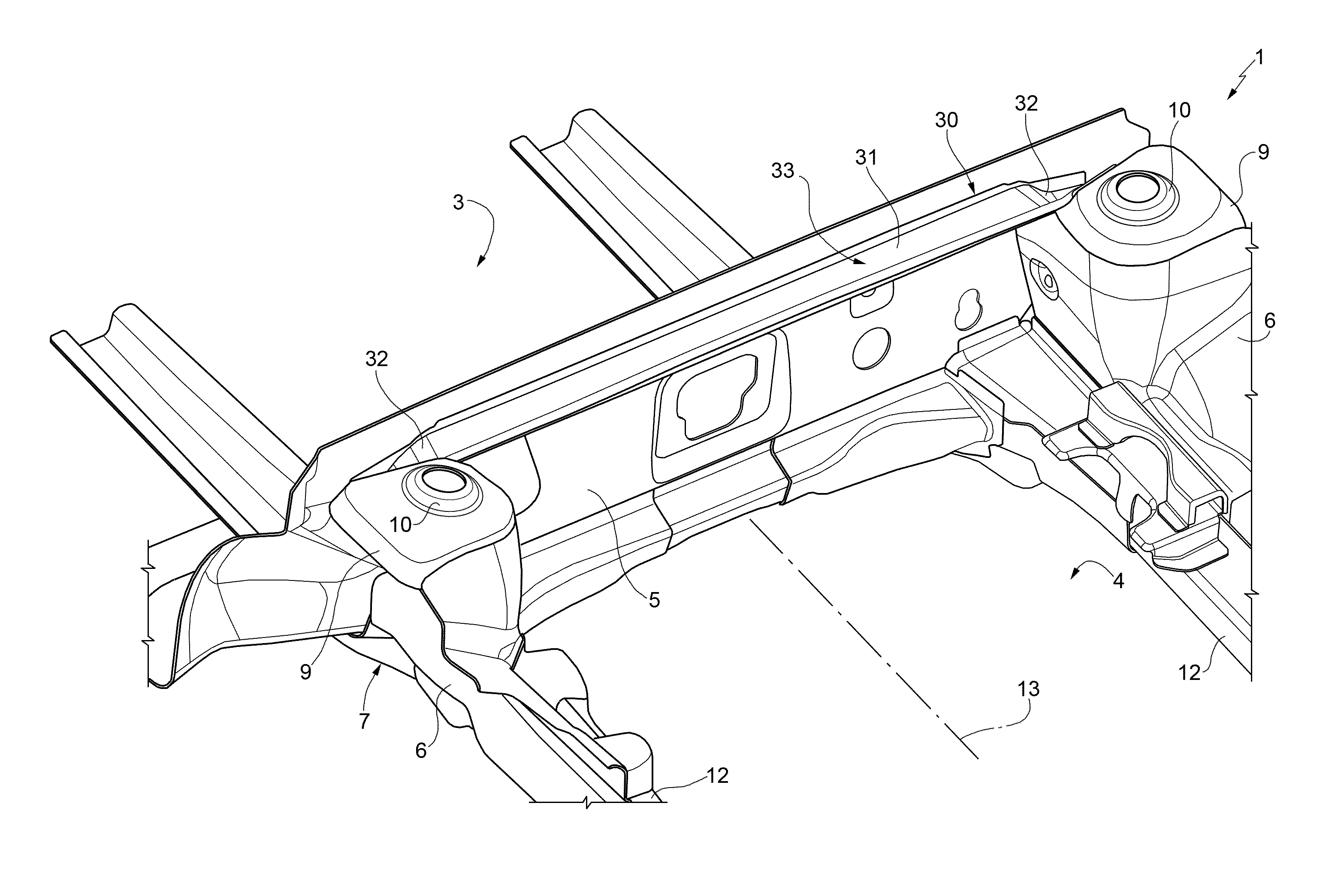 Motor vehicle body provided with a structure for receiving and draining water