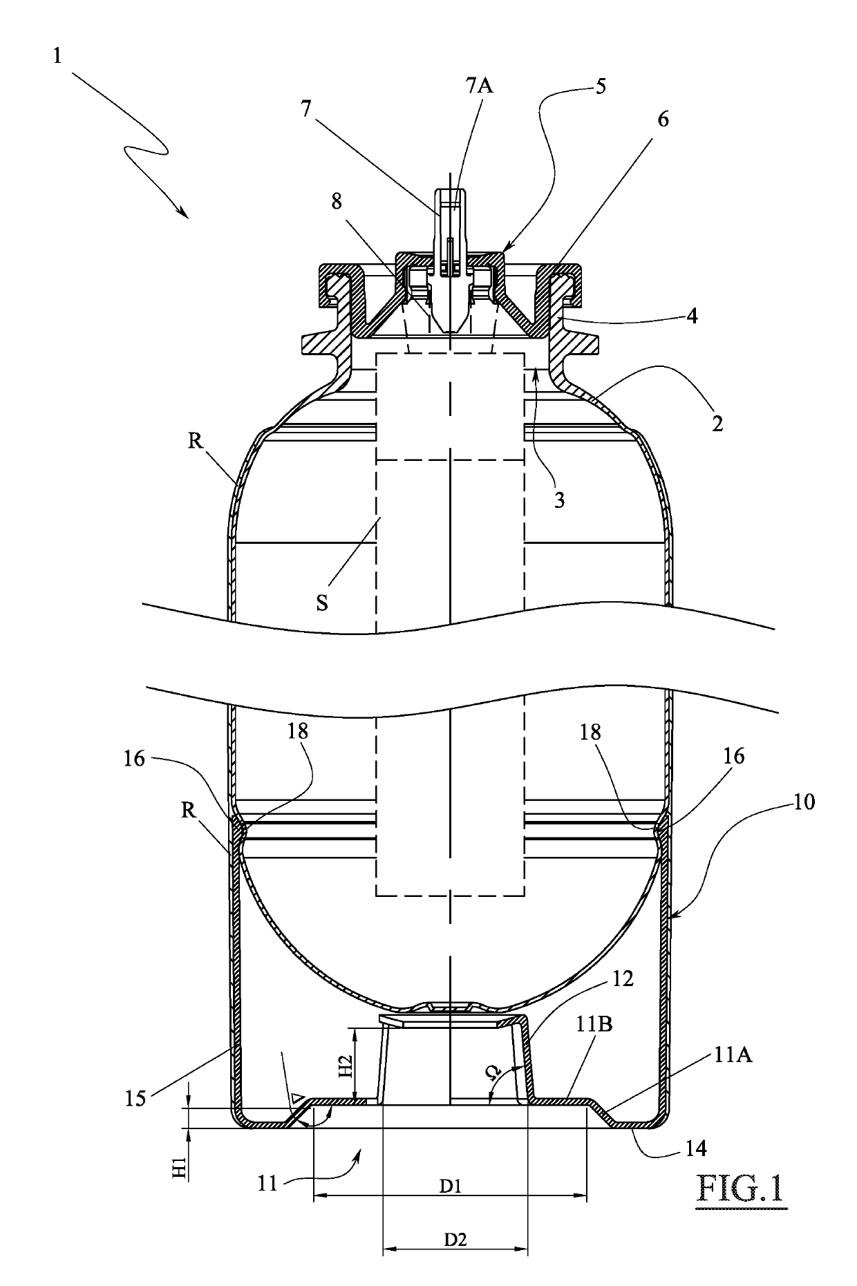 Container of a fluid substance and a transport system therefor