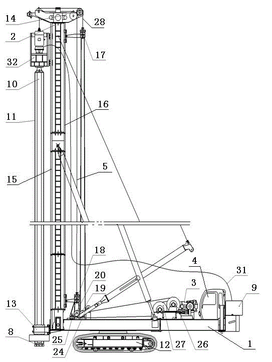 Follow-up drilling machine for sleeve of down-the-hole hammer